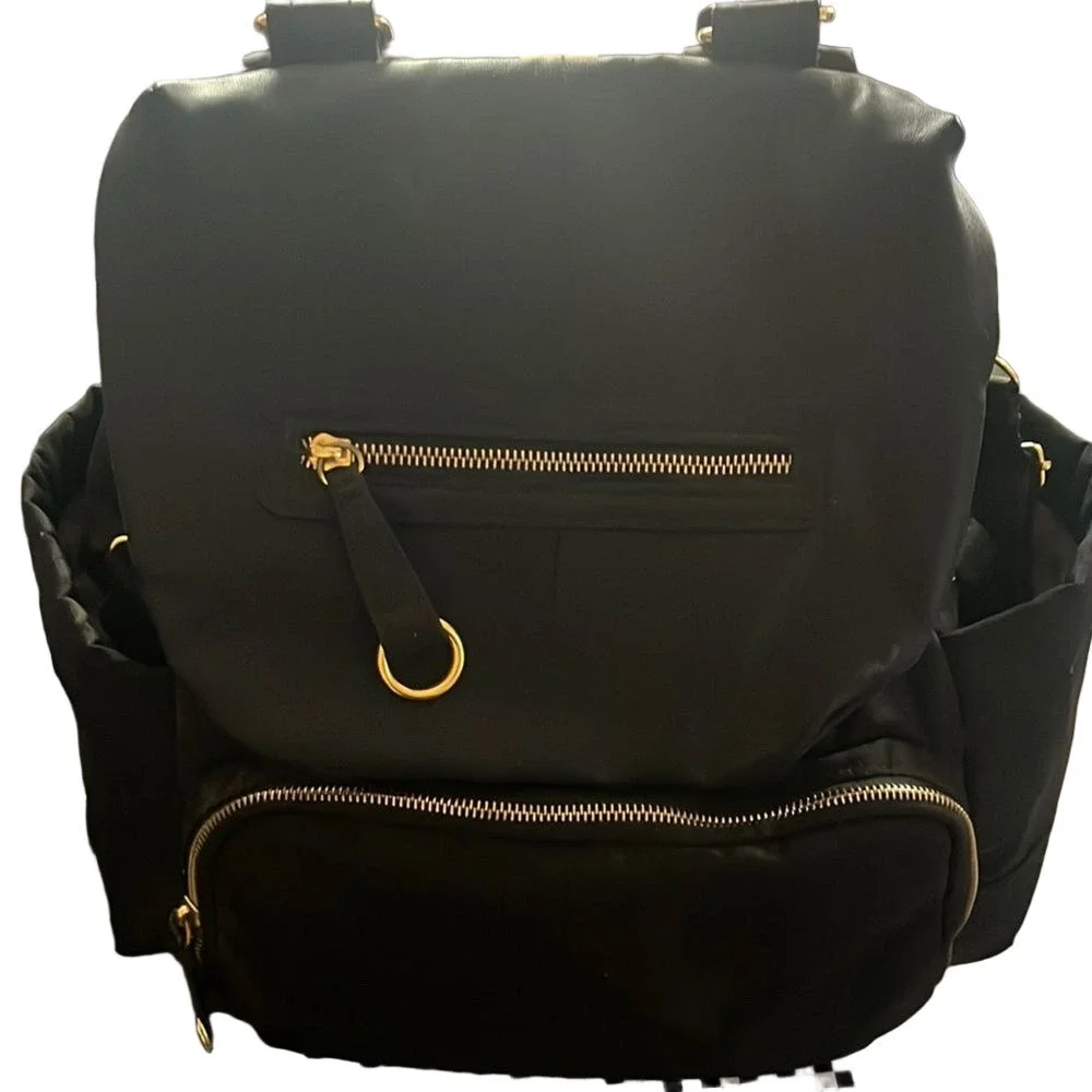Skip Hop Professional Black Backpack (Diaper bag) with Gold Accents | EUC